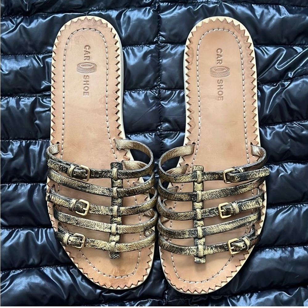 Car Shoe Gold and Black Sandals